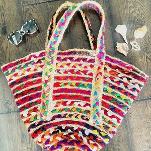 Anthropologie Braided Jute Tote Bag